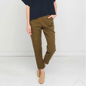 Elizabeth Suzann Clyde Pant Olive Cotton Twill 4 R